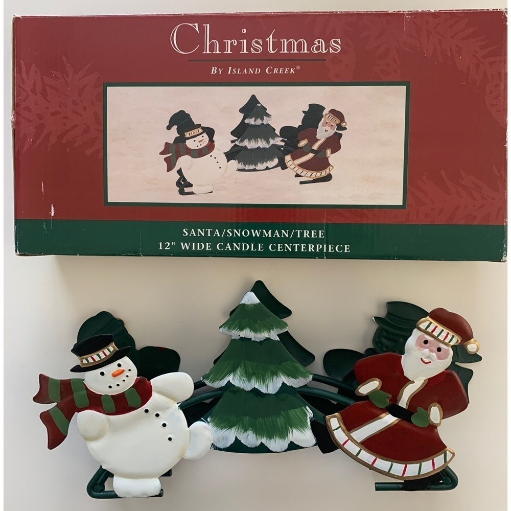 Santa/snowman/tree 12” Tabletop Candle Holder